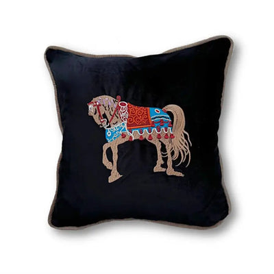 İpek Kadife Horses Model Kırlent Kılıfı - Mayıs Home