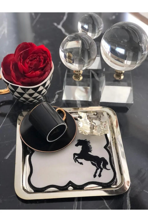 2'li Black Noble Horse Kokteyl Peçetesi