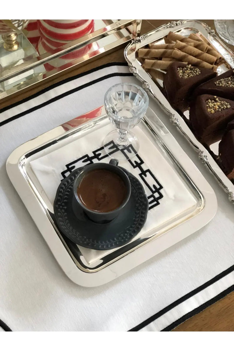 Siyah Zincir Kokteyl Peçetesi 2'lı