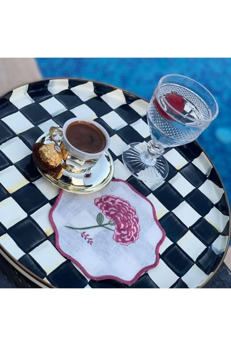 Ortanca Çiçek Nakışlı Kokteyl Peçete 2'Li