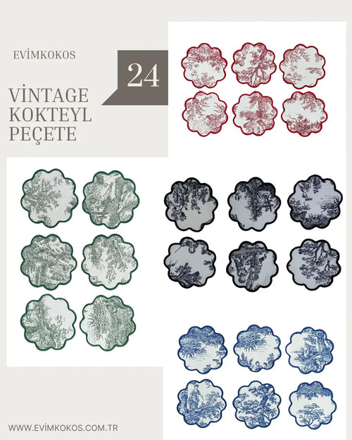Kokteyl Peçete Vintage Model 6 lı